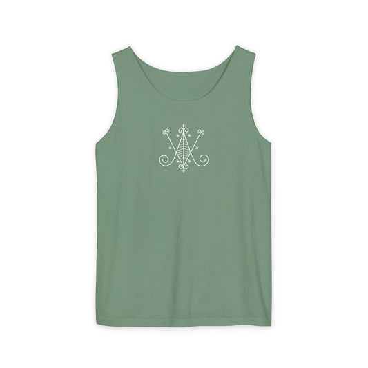 Uni Tank-Top Ayizan veve, White on Light-Green