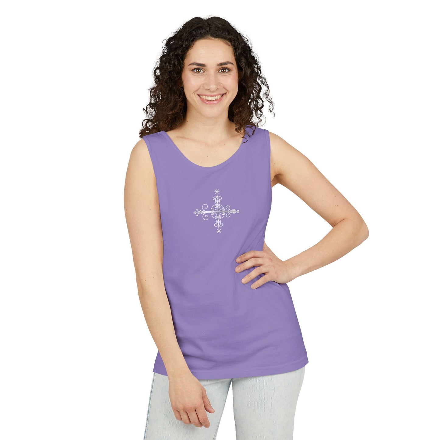 Uni Tank-Top Simbi veve, White on Violet