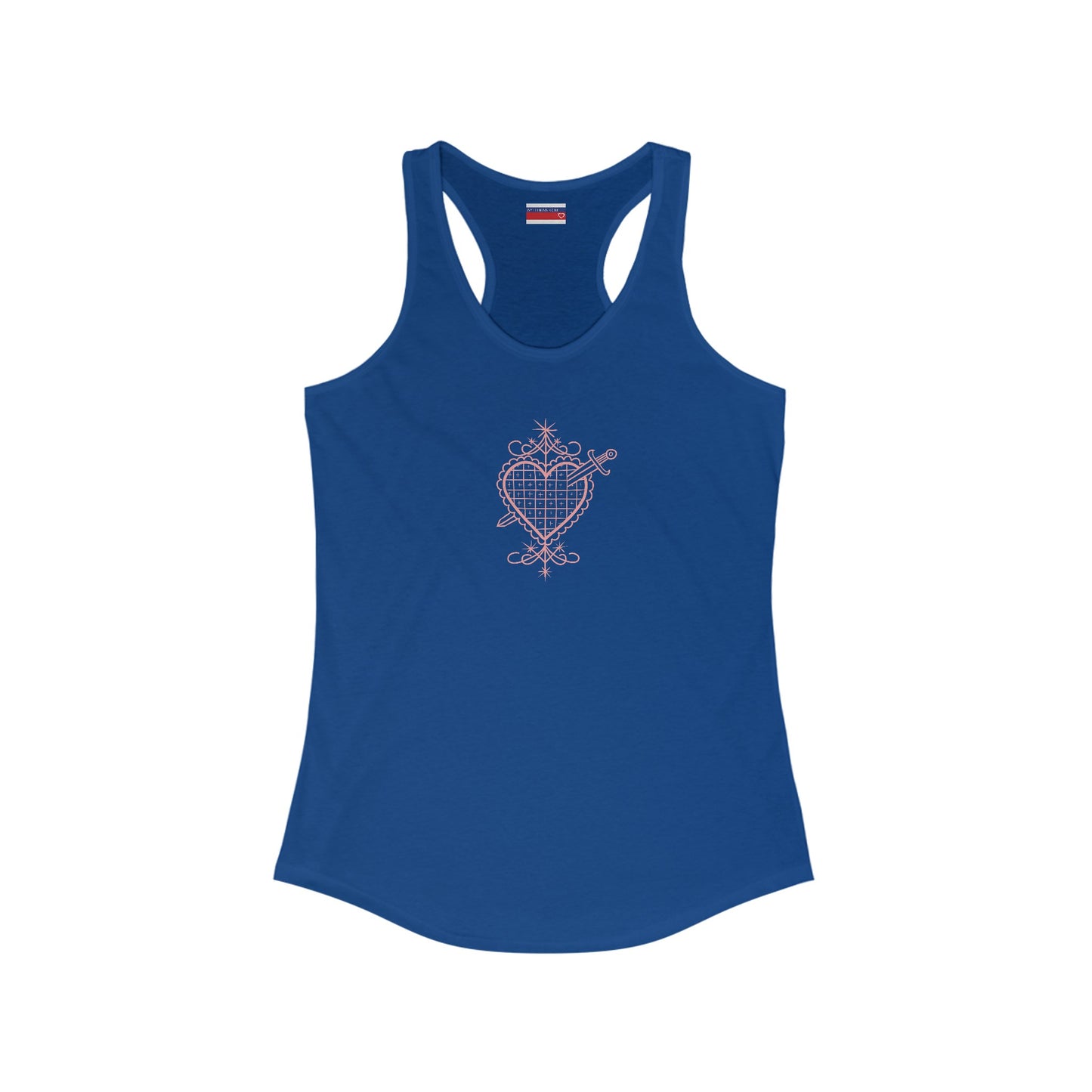 Racerback Tank-Top, Erzuli-Dantor veve , Pink on Royal-Blue