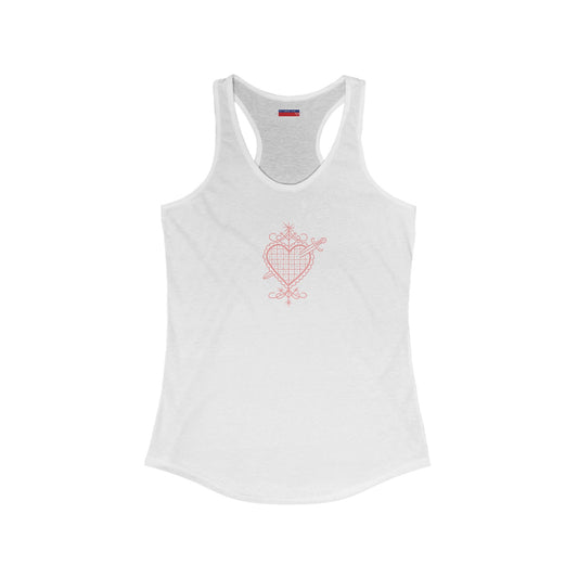 Racerback Tank-Top, Erzuli-Dantor veve , Pink on White