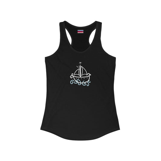 Racerback Tank-Top, Agwe veve, White on Black