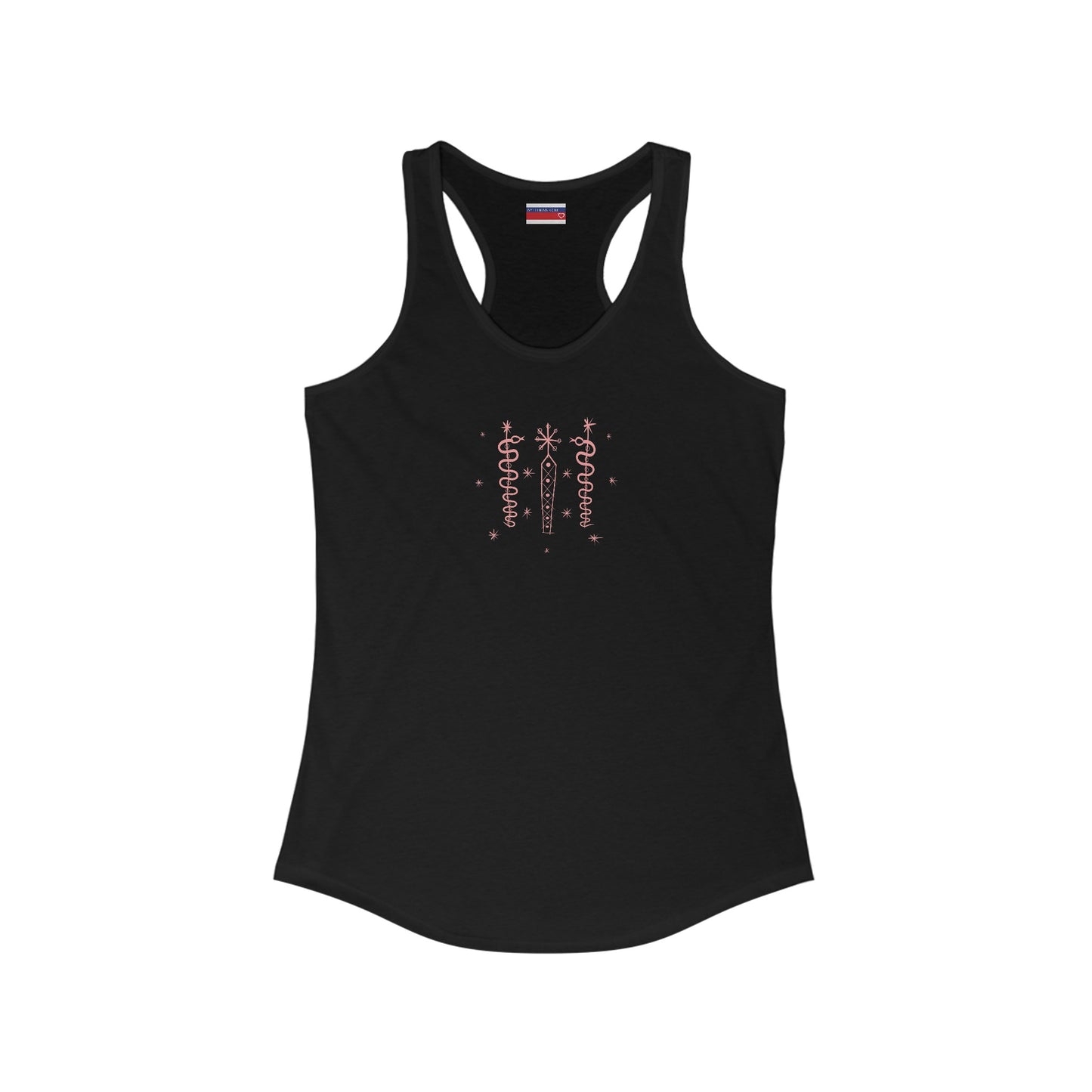 Racerback Tank-Top, Damballah-Wedo veve, Pink on Black