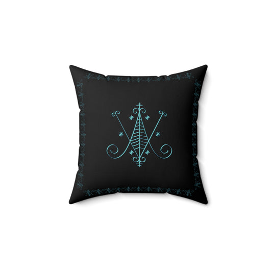 Ayizan Vodou Veve Square Pillow Haiti Black