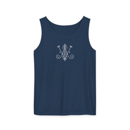 Uni Tank-Top Ayizan veve, White on True Navy