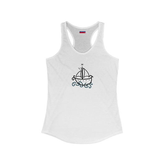 Racerback Tank-Top, Agwe veve , Black on  White