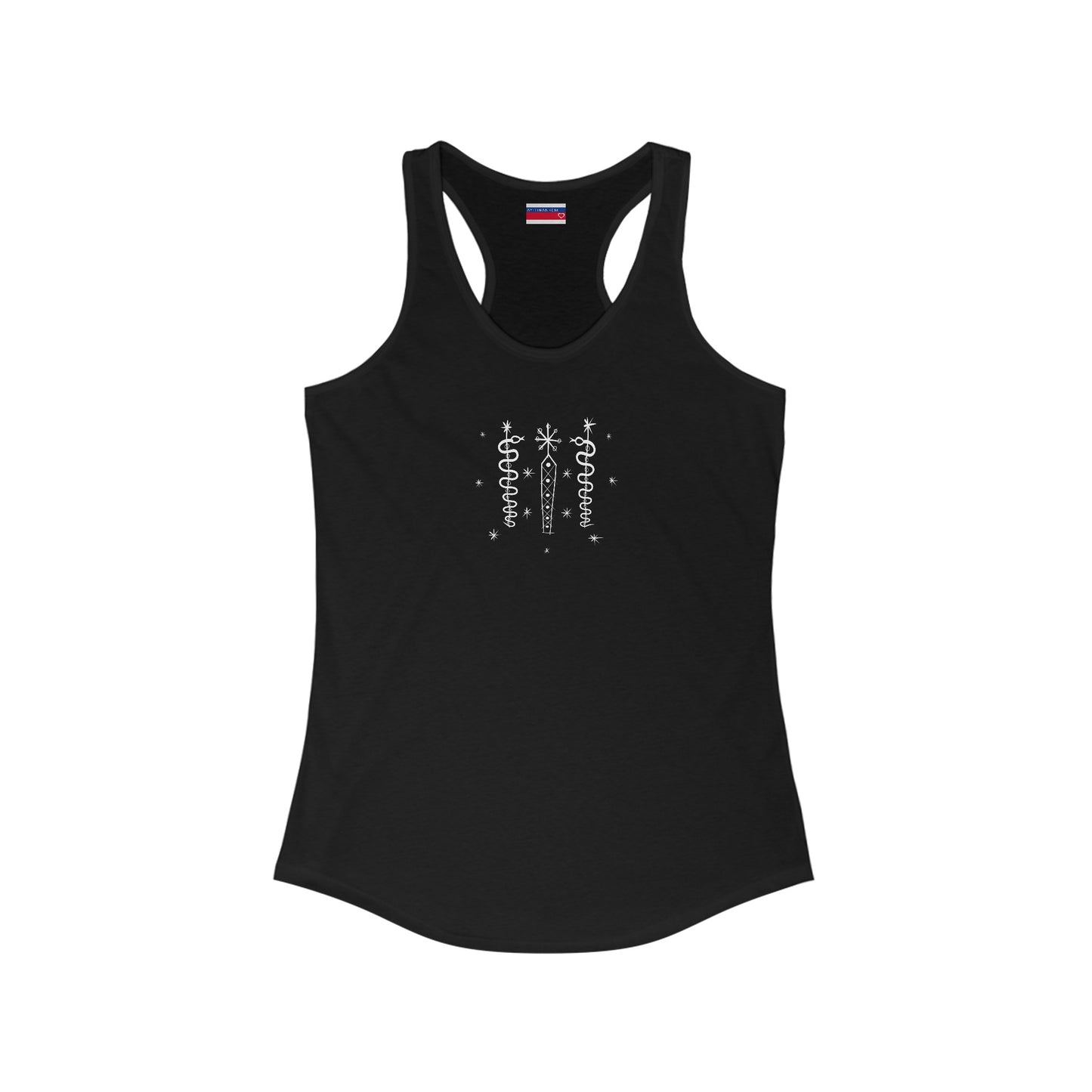 Racerback Tank-Top, Damballah-Wedo veve, White on Black