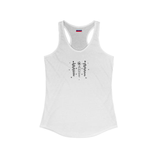 Racerback Tank-Top, Damballah-Wedo veve, Black on  White