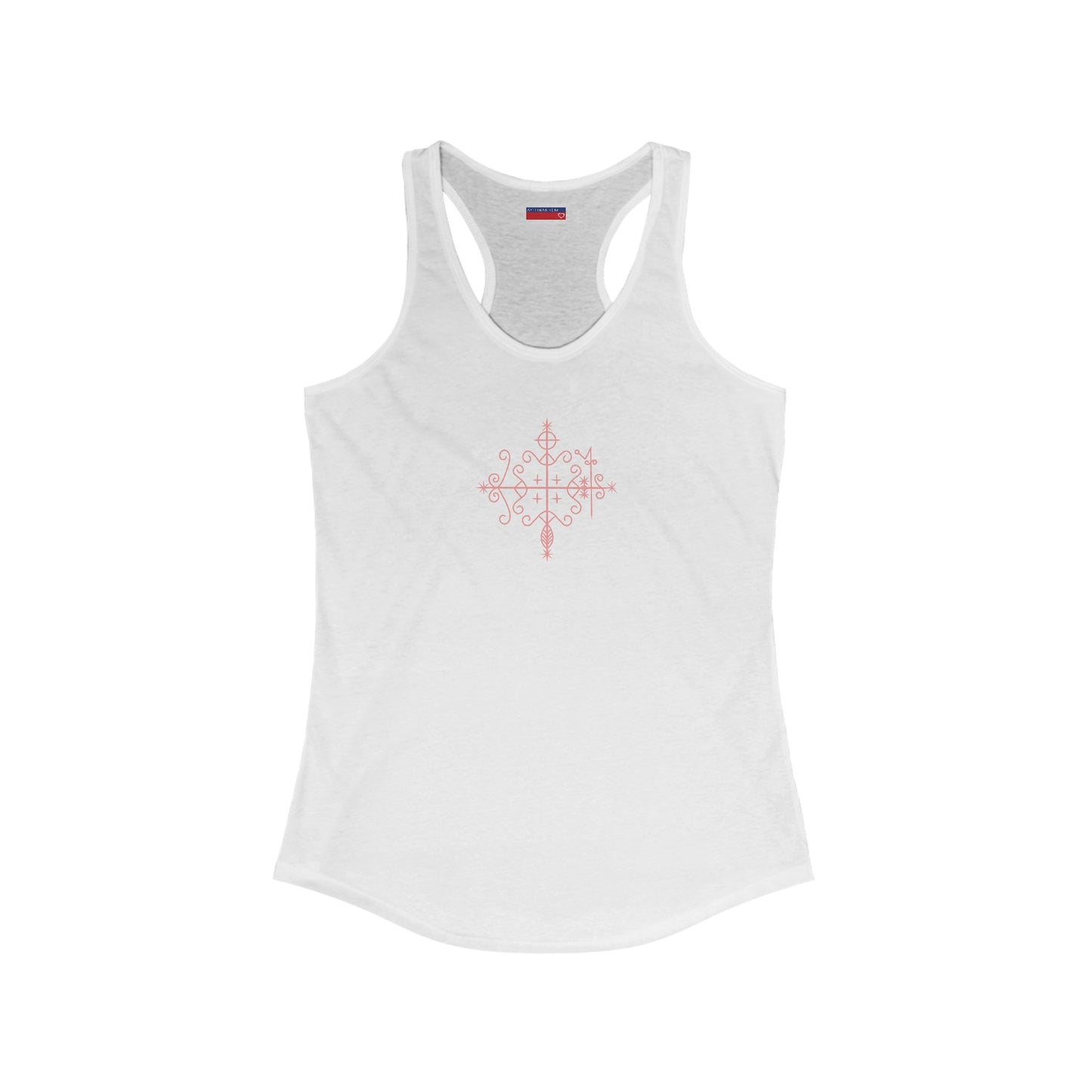 Racerback Tank-Top, Papa-Legba veve, Pink on White